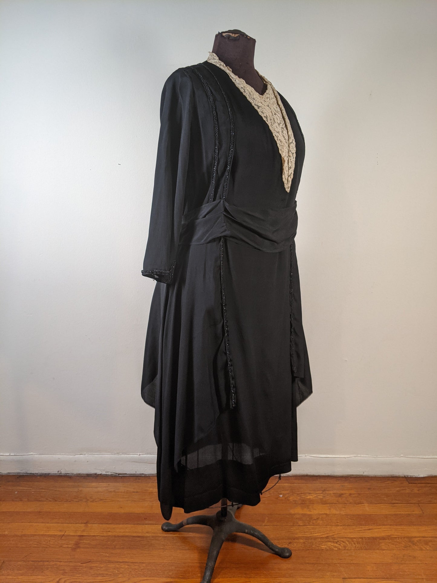 c. 1919-1920 Black Silk Dress