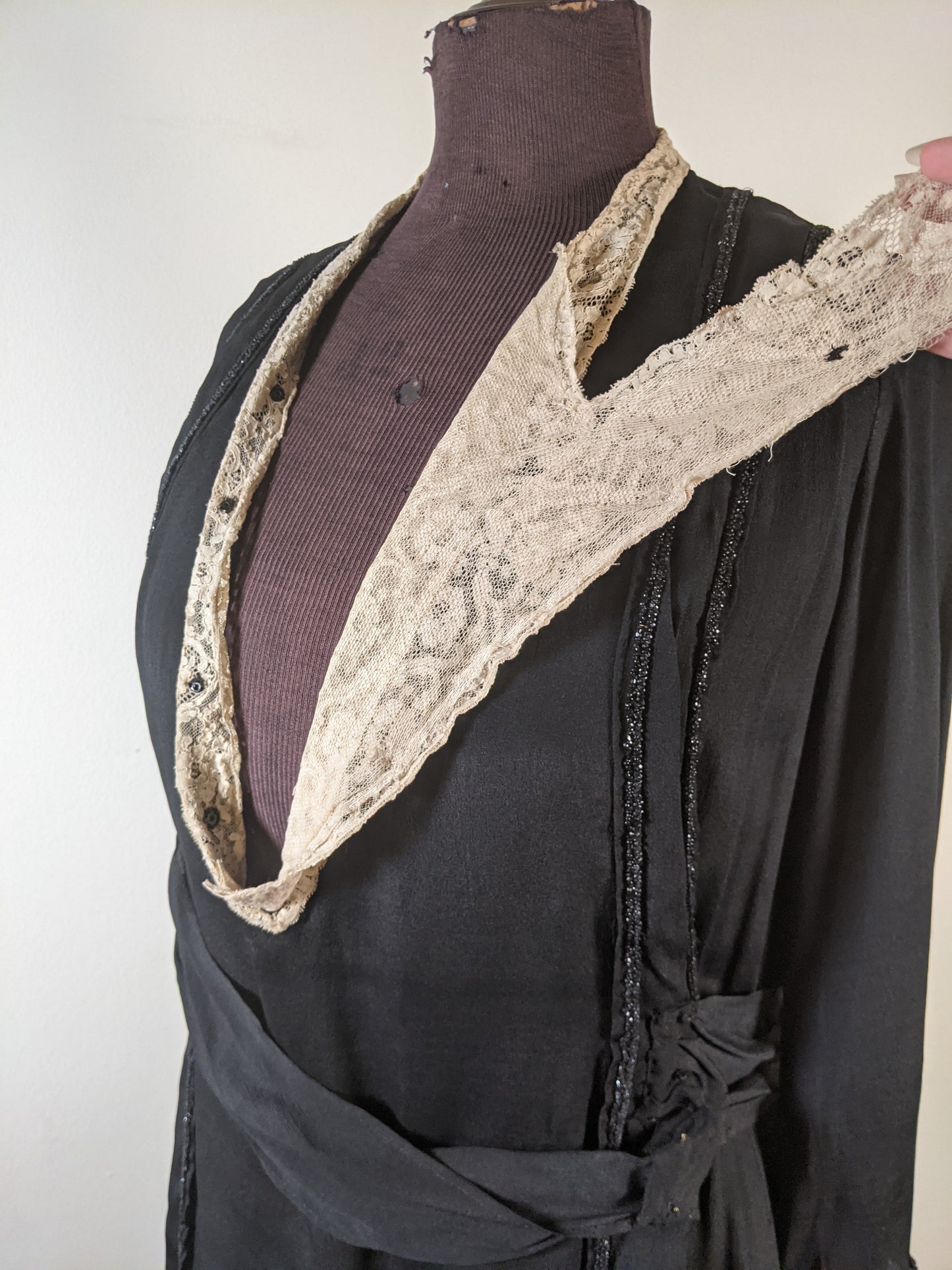c. 1919-1920 Black Silk Dress