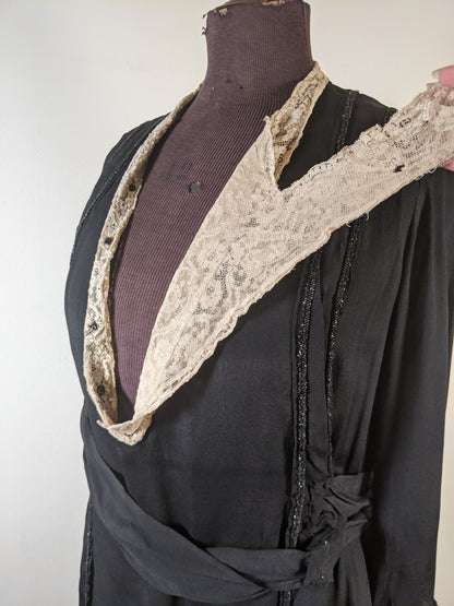 c. 1919-1920 Black Silk Dress
