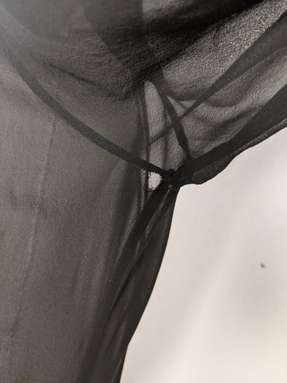 1920s Sheer Black Chiffon + Lace Dress