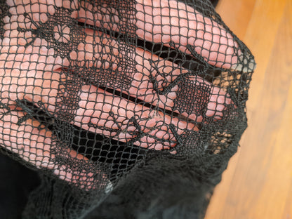 1920s Sheer Black Chiffon + Lace Dress