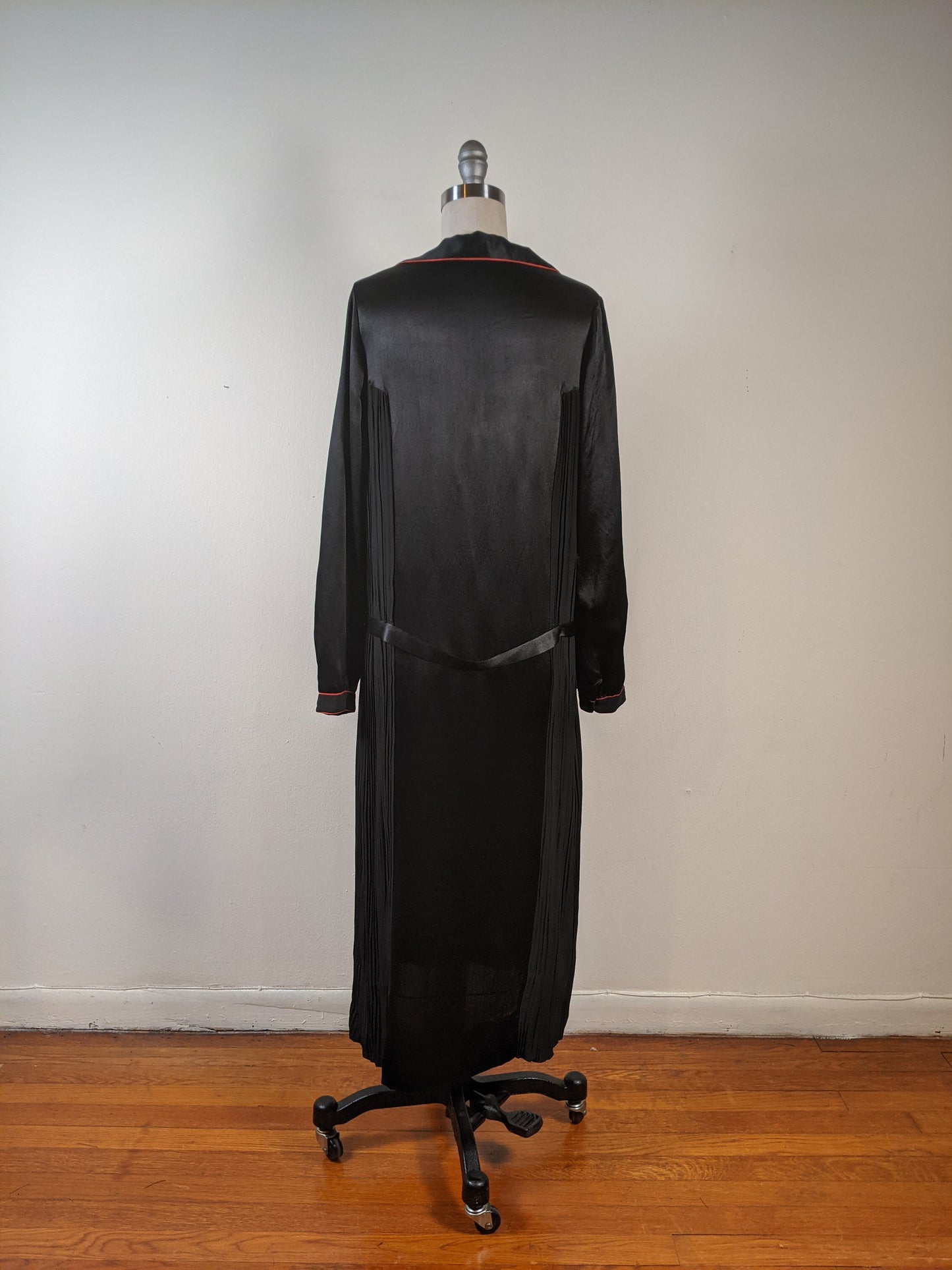 1920s Black + Orange Silk Dress