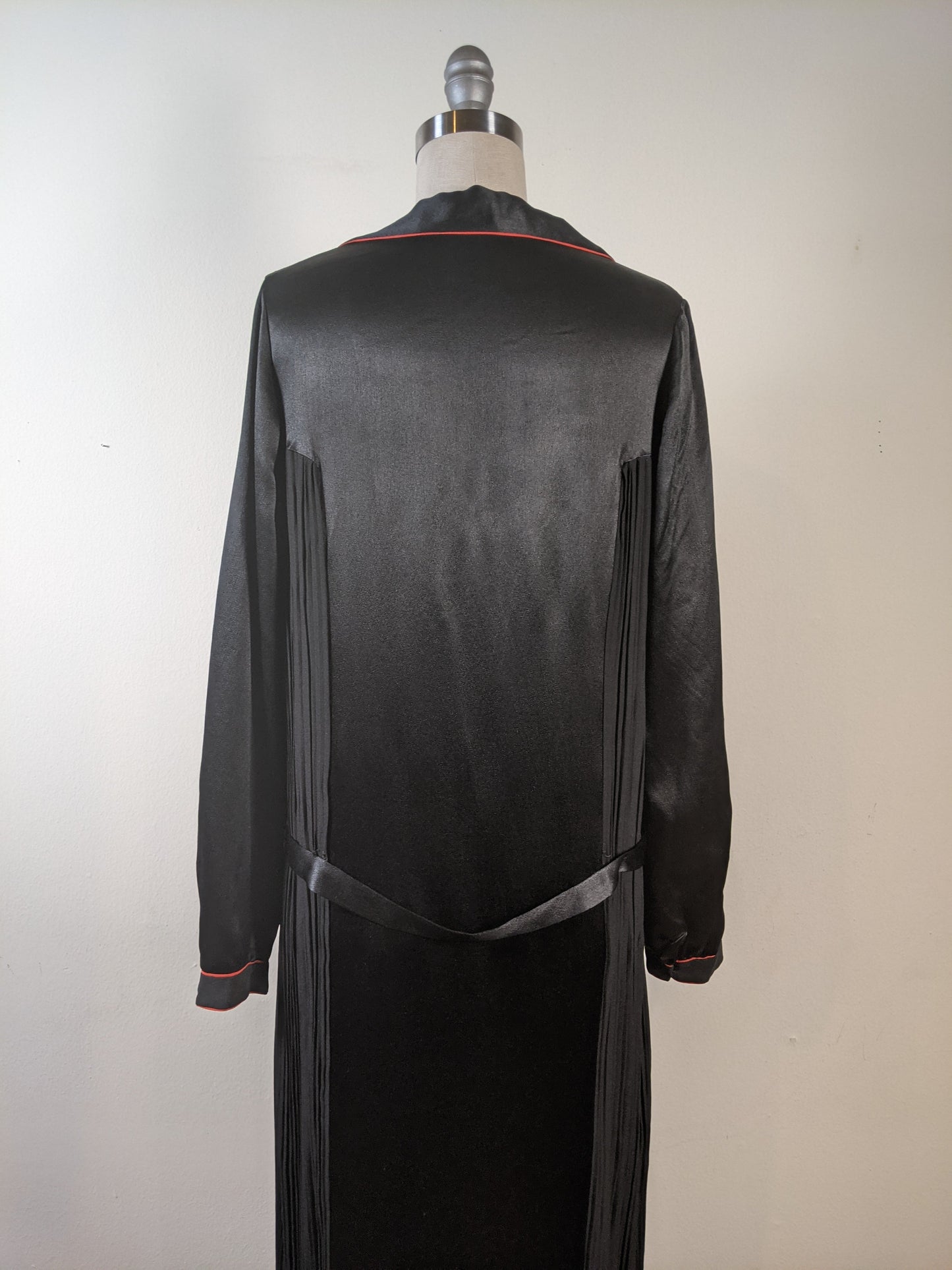 1920s Black + Orange Silk Dress