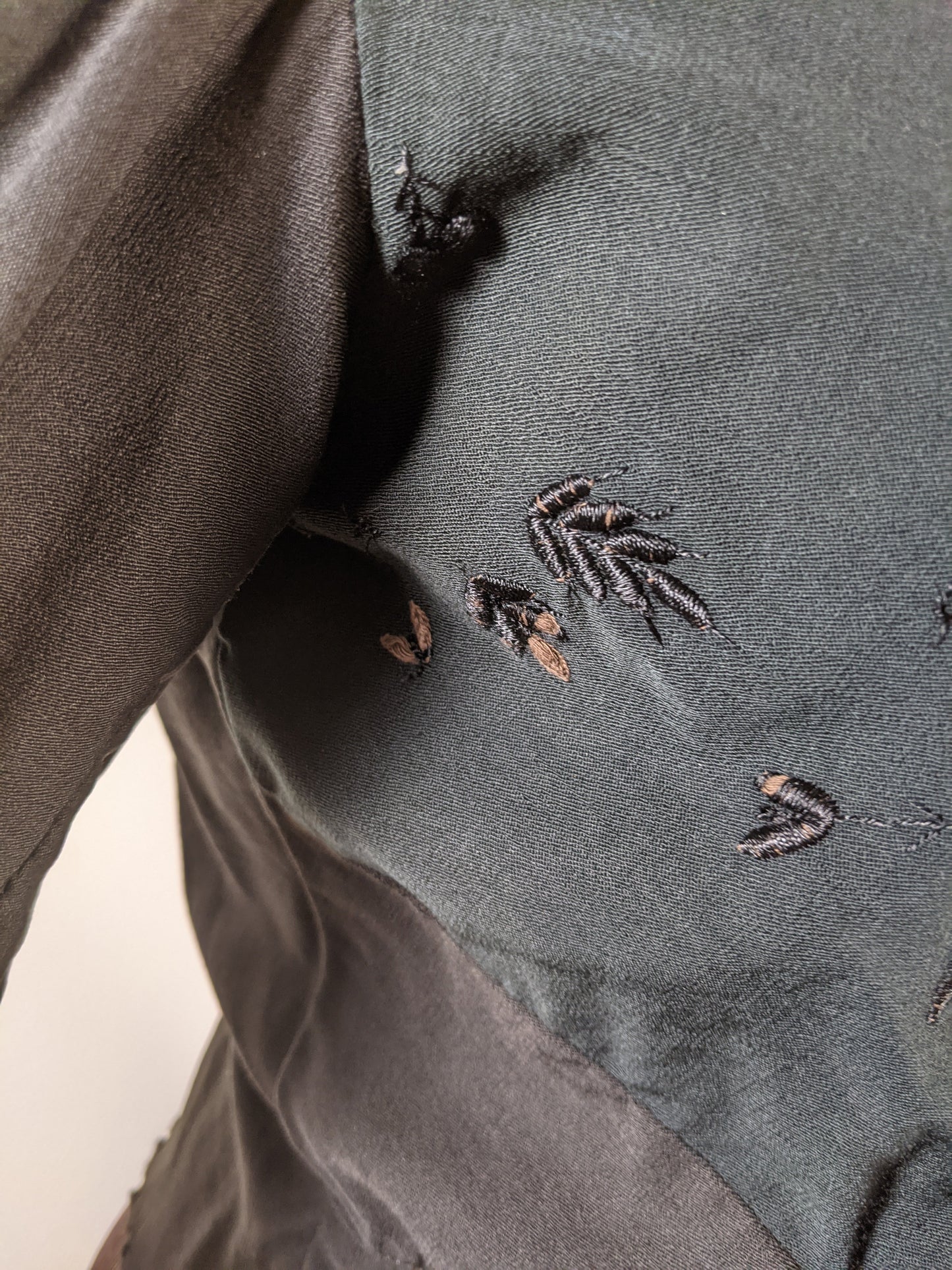 1900s Green + Black Embroidered Shirt-Waist