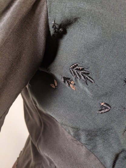 1900s Green + Black Embroidered Shirt-Waist