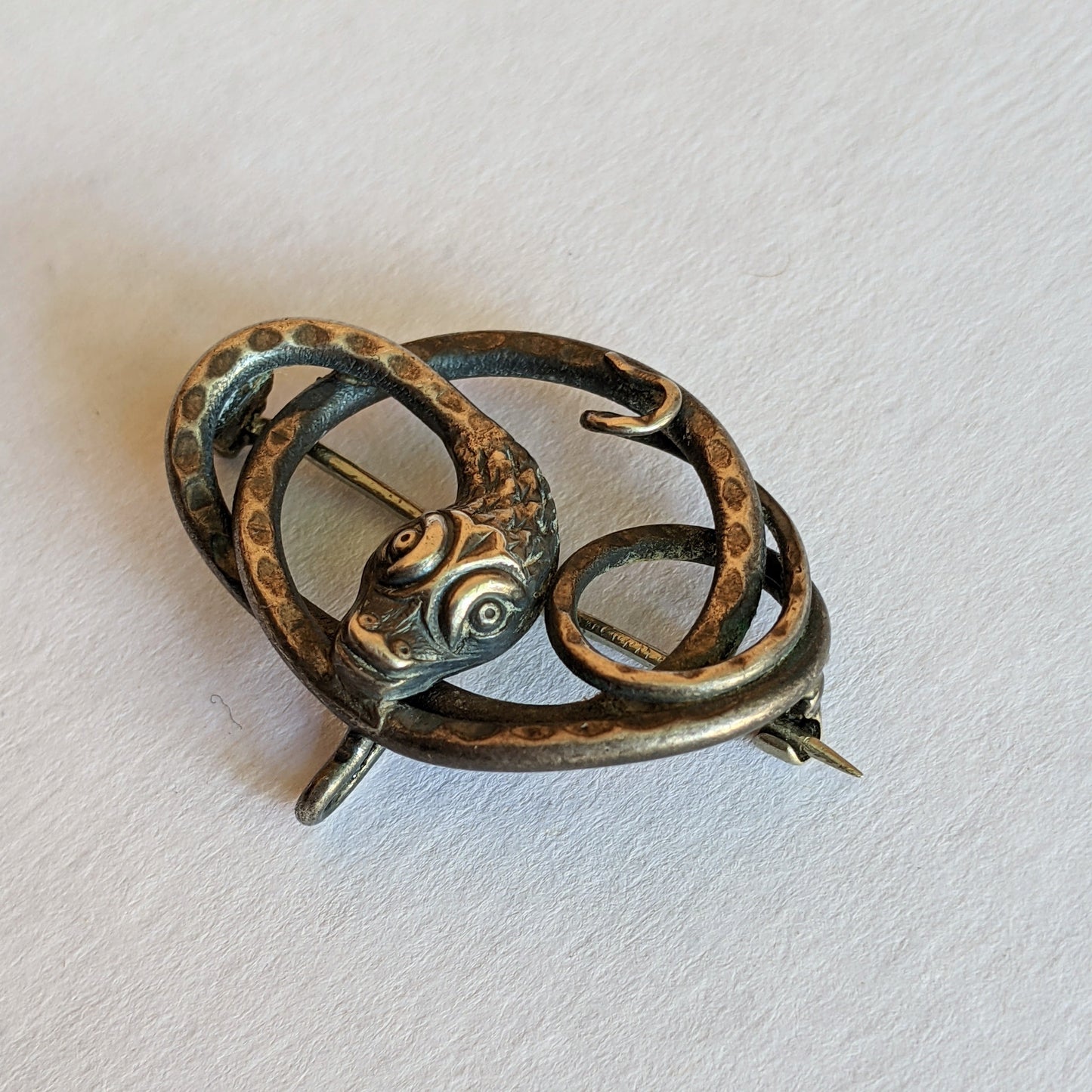 1910s-1920s Sterling Silver Snake Brooch