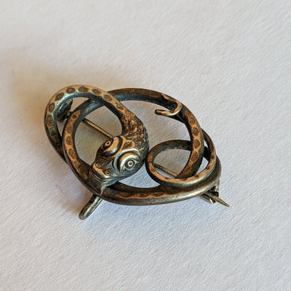 1910s-1920s Sterling Silver Snake Brooch