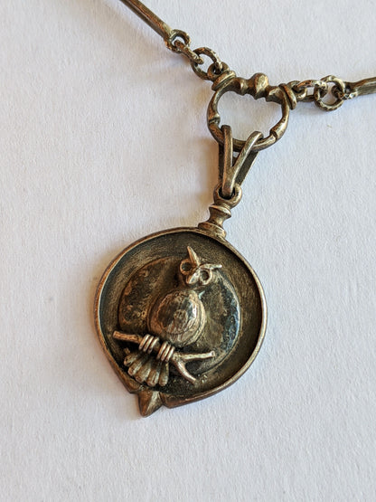 Victorian Silver Owl Necklace