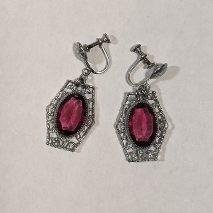Art Deco Rhodium Plated Earrings