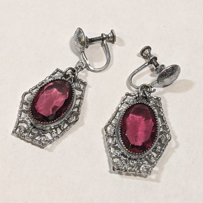 Art Deco Rhodium Plated Earrings
