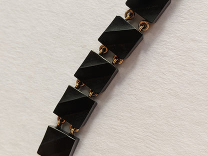 19th c. 14k Gold Carved Onyx Link Bracelet