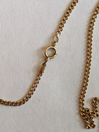 19th c. 14k Gold Onyx Star Pendant + Chain