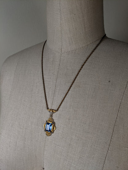 Art Deco Rhodium + Gold Plated Necklace