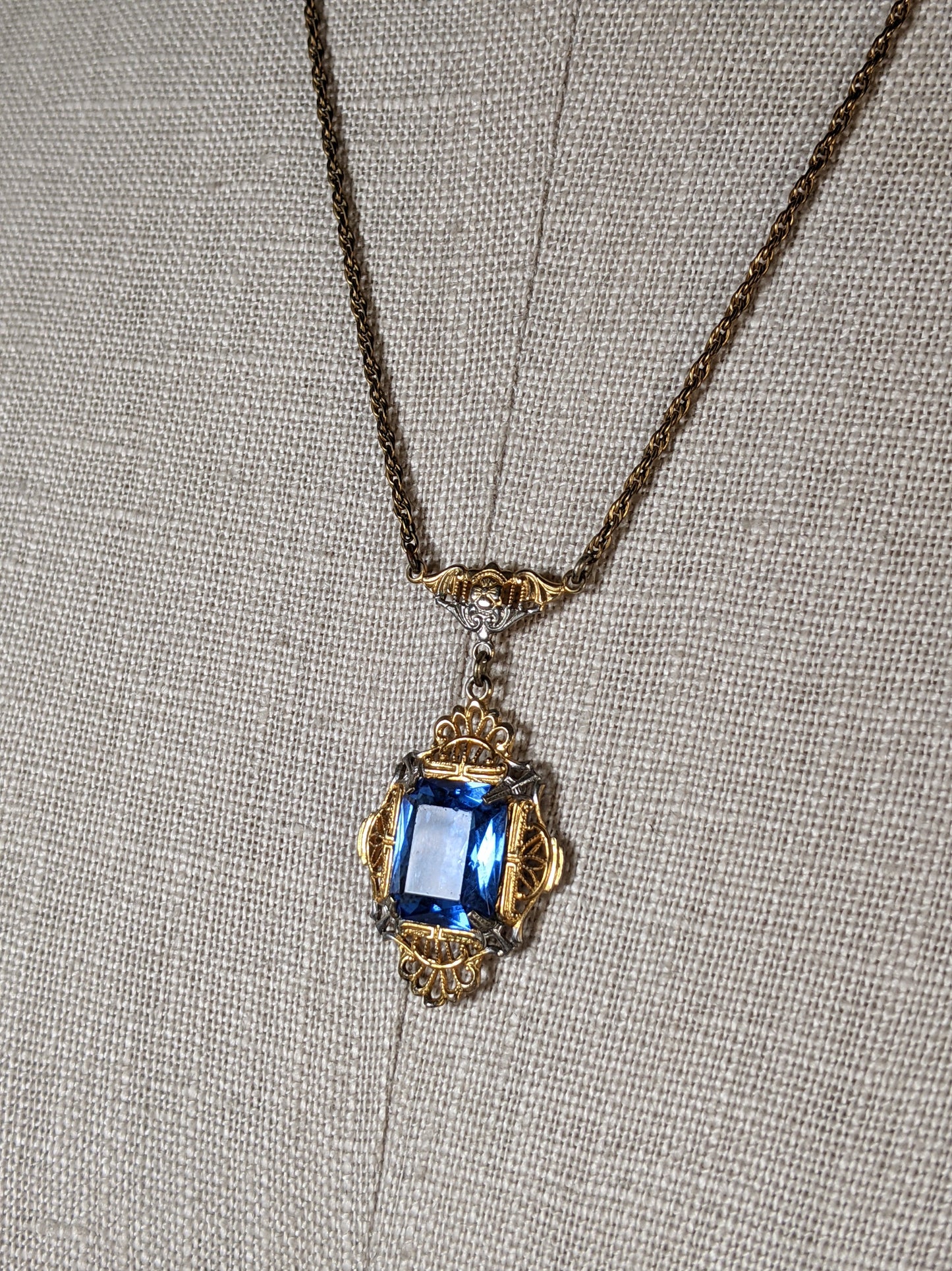 Art Deco Rhodium + Gold Plated Necklace
