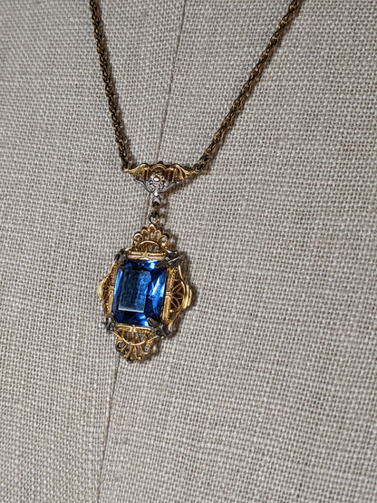 Art Deco Rhodium + Gold Plated Necklace