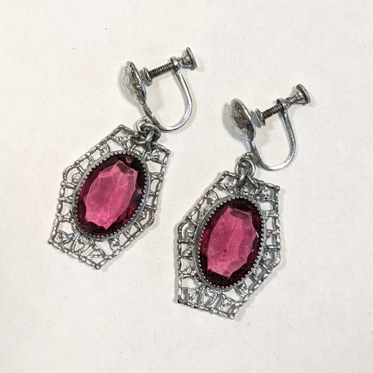 Art Deco Rhodium Plated Earrings