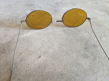 1910s-1920s Amber Tinted Willson Glasses in Case