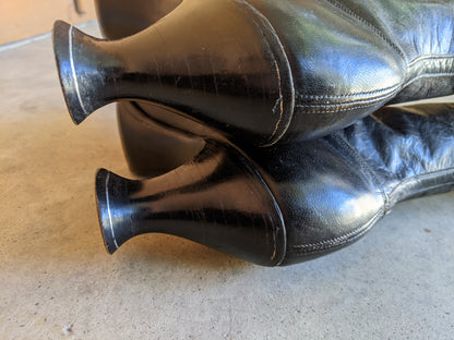 1910s-1920s Black Lace Up Louis Heel Boots | Approx Sz 6