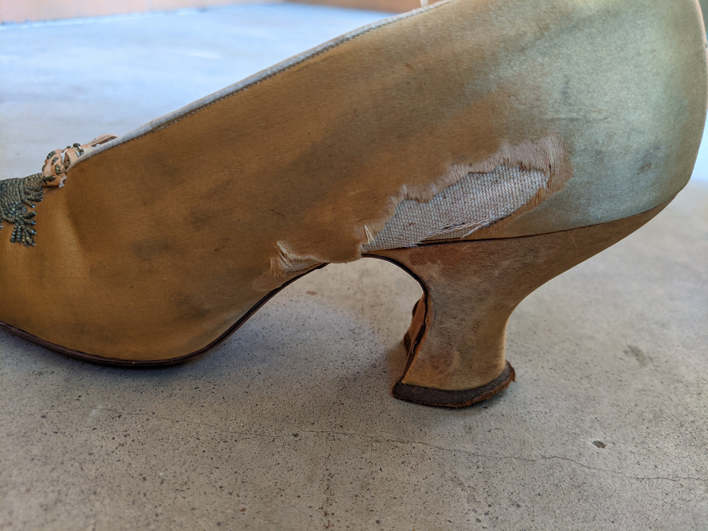 c. Turn of the Century Gold Beaded Pumps