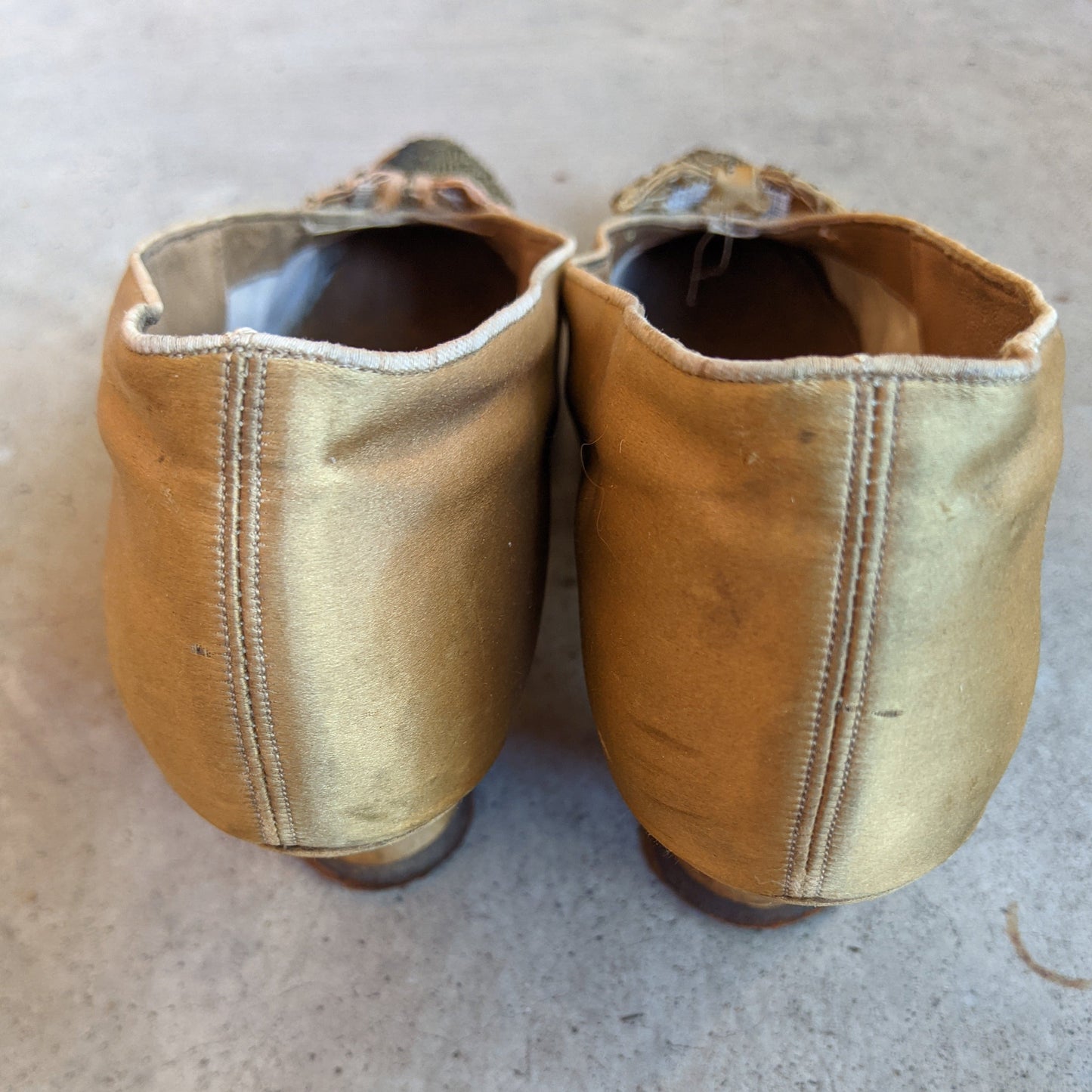c. Turn of the Century Gold Beaded Pumps