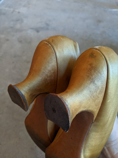 c. Turn of the Century Gold Beaded Pumps