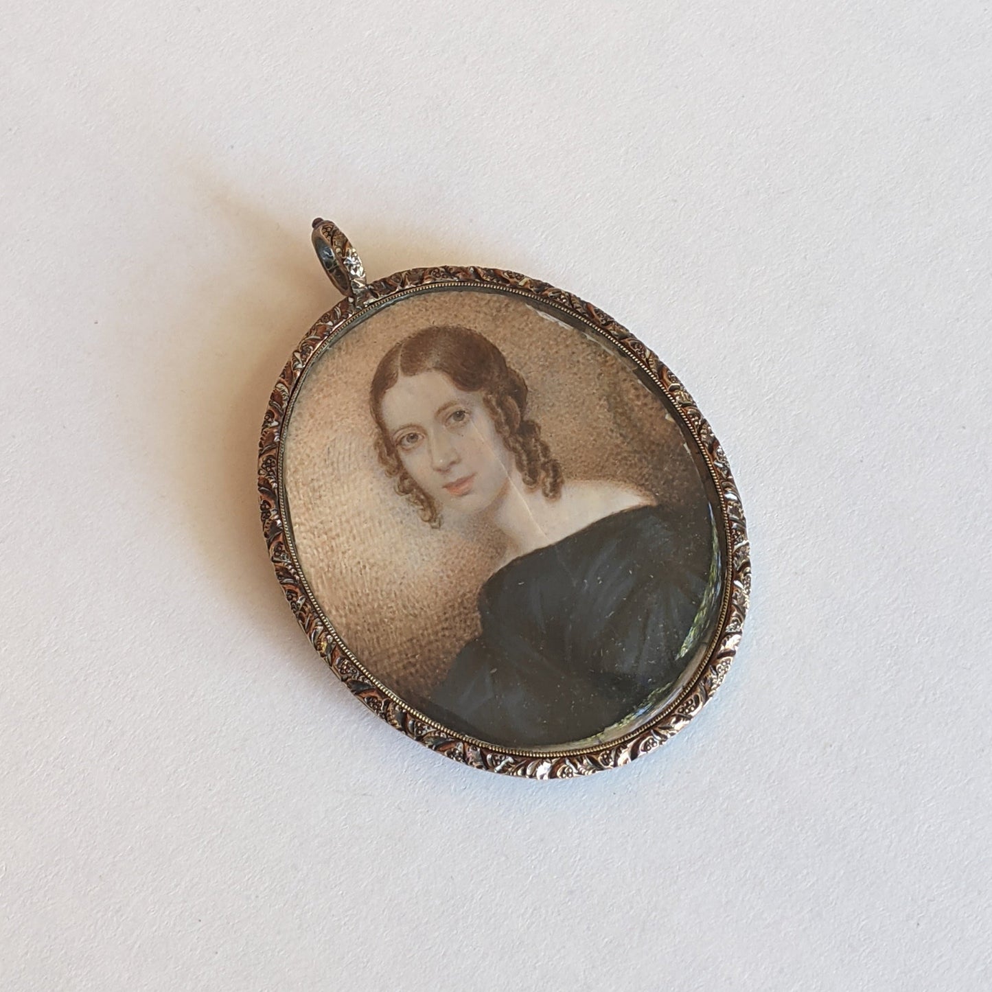 Early Victorian Hand Painted Portrait Pendant