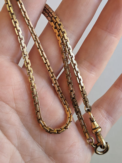 Late 19th c. Gold Filled Square Link Watch Chain