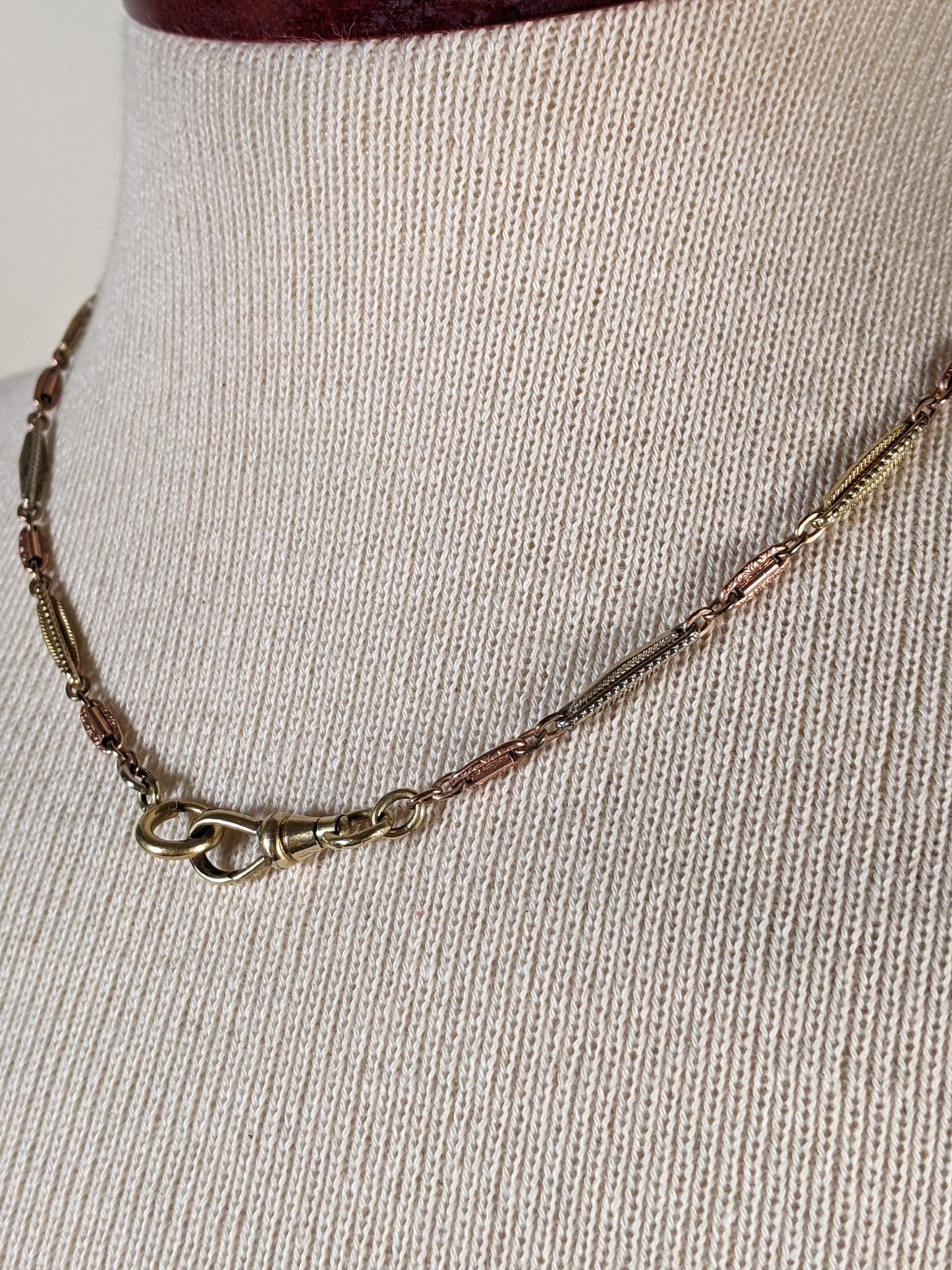 19th c. Tri-Gold Filled Watch Chain / Necklace
