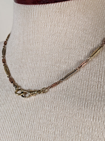 19th c. Tri-Gold Filled Watch Chain / Necklace