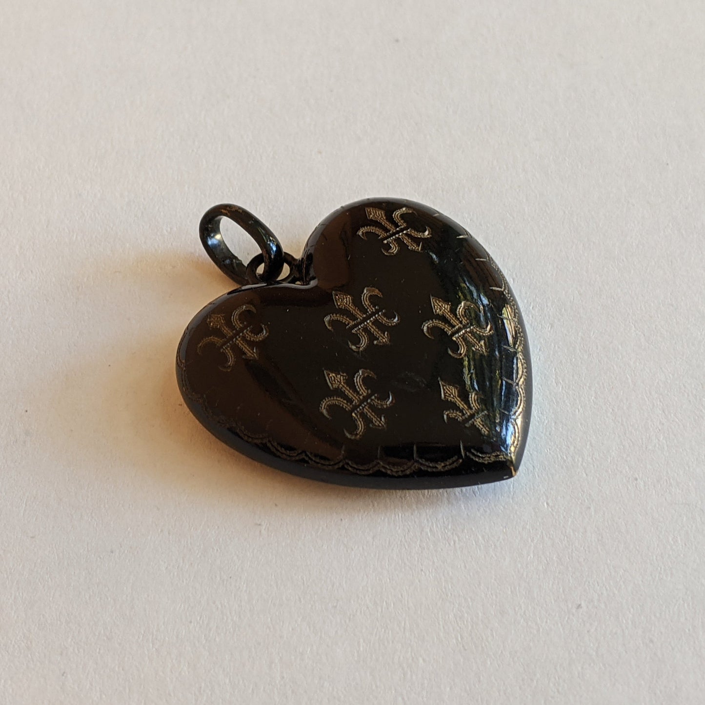 19th c. Black Enamel Heart Locket