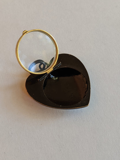 19th c. Black Enamel Heart Locket