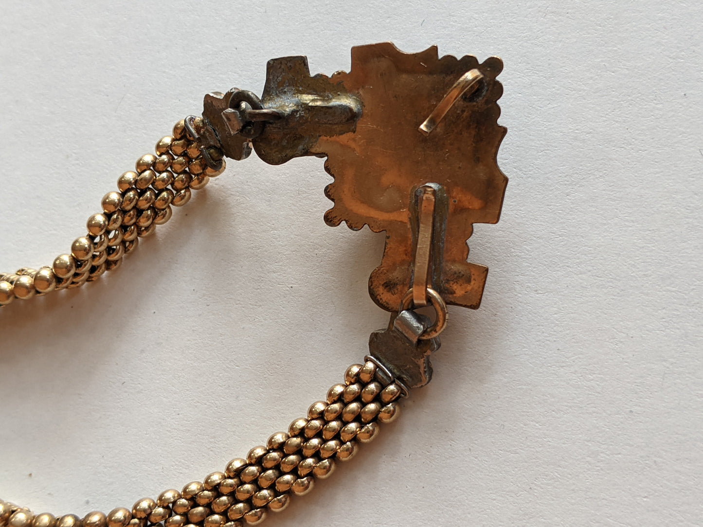 19th c. Gold Filled Mesh Cameo Necklace
