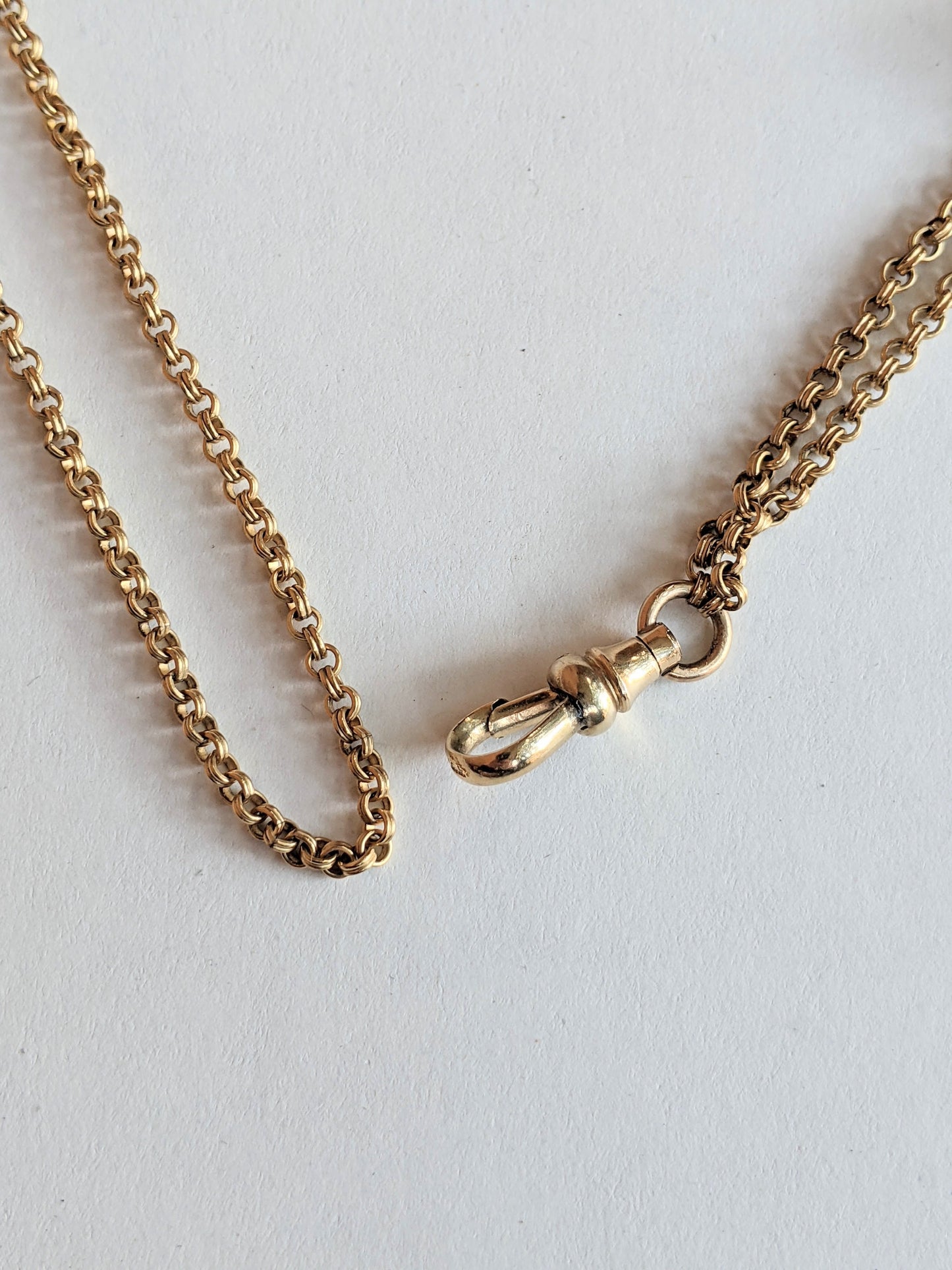 19th c. Gold Filled Rolo Chain w/ Cameo Slide
