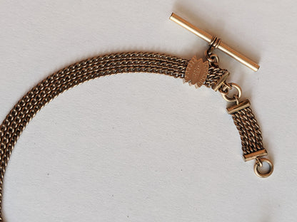 19th c. Short T-Bar Watch Chain w/ Slide | 10.25"