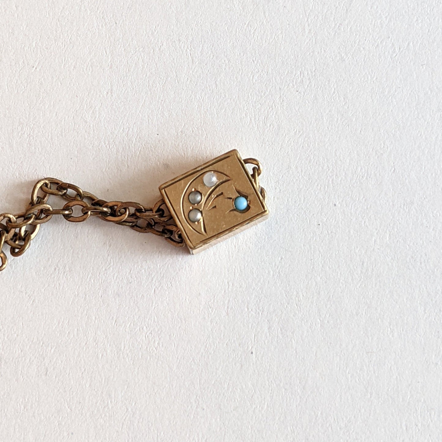 19th c. Gold Filled Long Guard Chain w/ Moon Slide