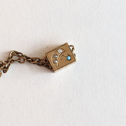 19th c. Gold Filled Long Guard Chain w/ Moon Slide