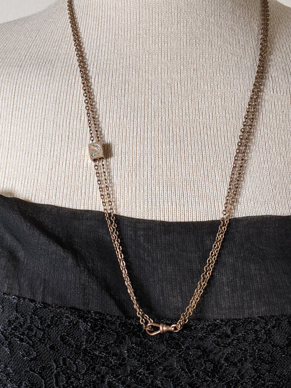 19th c. Gold Filled Long Guard Chain w/ Moon Slide