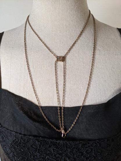19th c. Gold Filled Long Guard Chain w/ Moon Slide