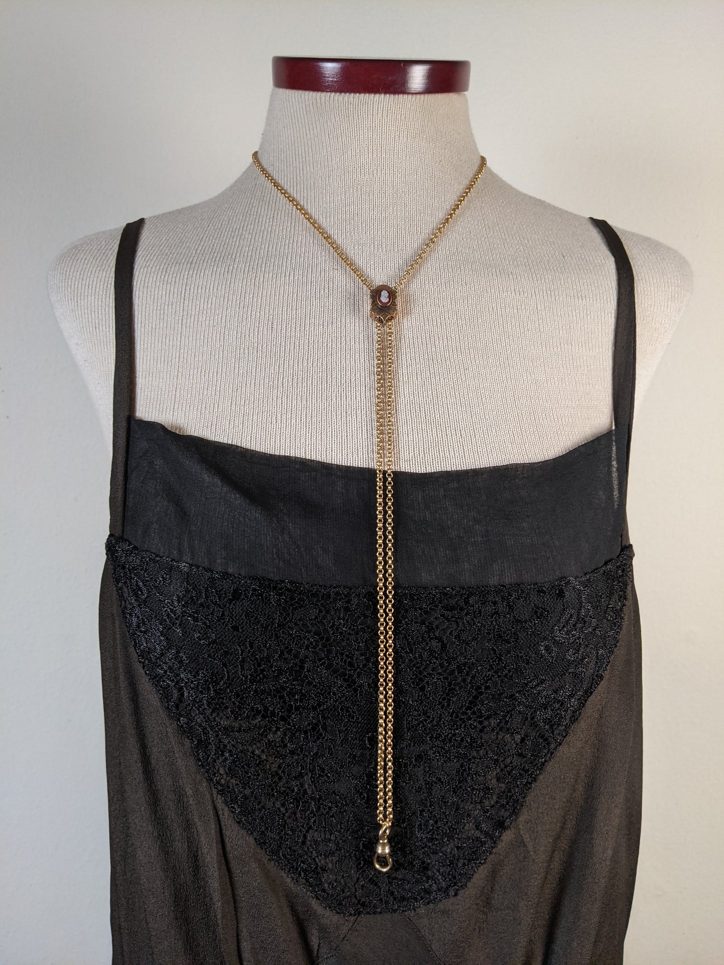 19th c. Gold Filled Rolo Chain w/ Cameo Slide