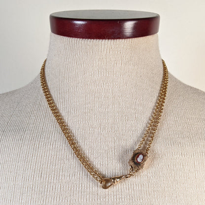 19th c. Gold Filled Rolo Chain w/ Cameo Slide