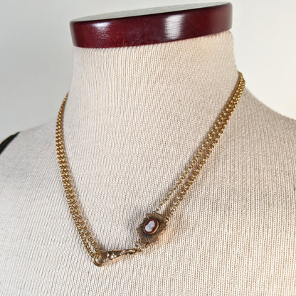 19th c. Gold Filled Rolo Chain w/ Cameo Slide