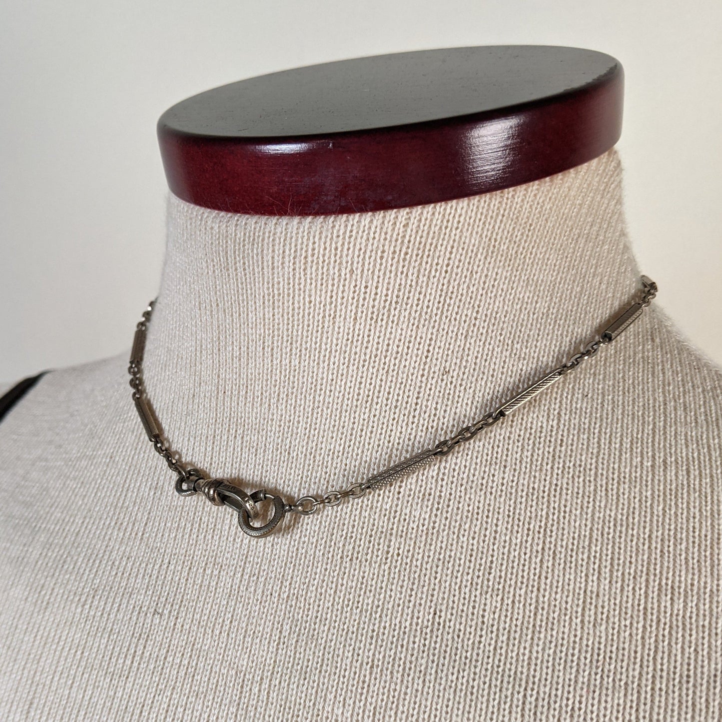 19th c. 12k White Gold Filled Chain | 14"