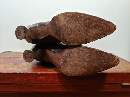 c. 1910s-1920s Brown Louis Heel Boots | Approx 6.5-7