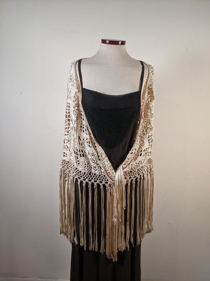 c. 1920s Cream Ribbon Shawl