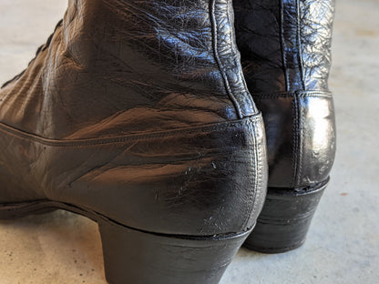 c. 1910s Black Lace Up Boots | Approx 6.5-7