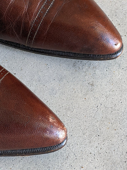 c. 1910s-1920s Brown Louis Heel Boots | Approx 6.5-7