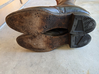 c. 1940s Tall Brown Leather Boots | Approx 7.5-8