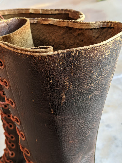 c. 1940s Tall Brown Leather Boots | Approx 7.5-8
