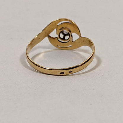 c. 1910s 18k Gold + Platinum Diamond Ring