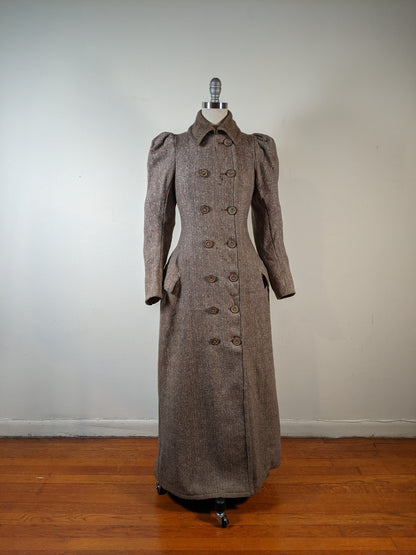 c. 1890s Tweed Coat w/ Capelet